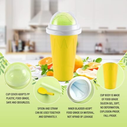 Magic Quick Frozen Smoothie Maker Cup Double-Layer Slushy Squeeze Cup (1 Piece)