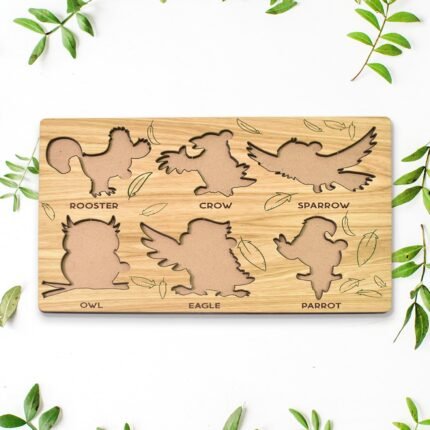 Wooden Bird Puzzle Learning Educational Board (1 Set 28?20 Cm)