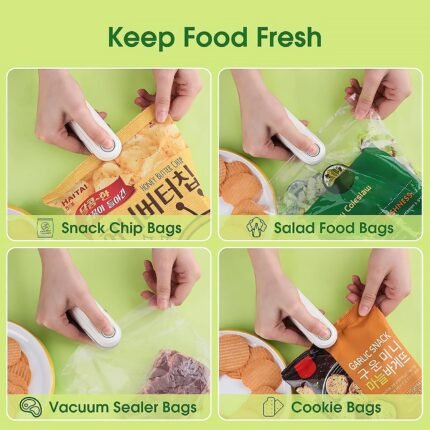 Mini Bag Sealer, in Seal Cutter Heat Sealers, TYPE-C USB Charging Portable Bag Reseller, Handle Food Sealer, Sealing Machine for Food Storage Plastic Bags Snacks Keep Food Fresh